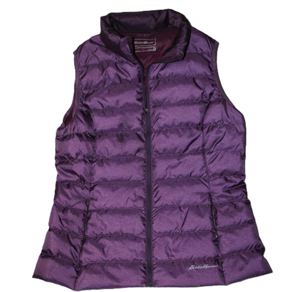 Eddie Bauer Vest Womens M Purple Puffer Jacket Down Insulated Full Zip EB650